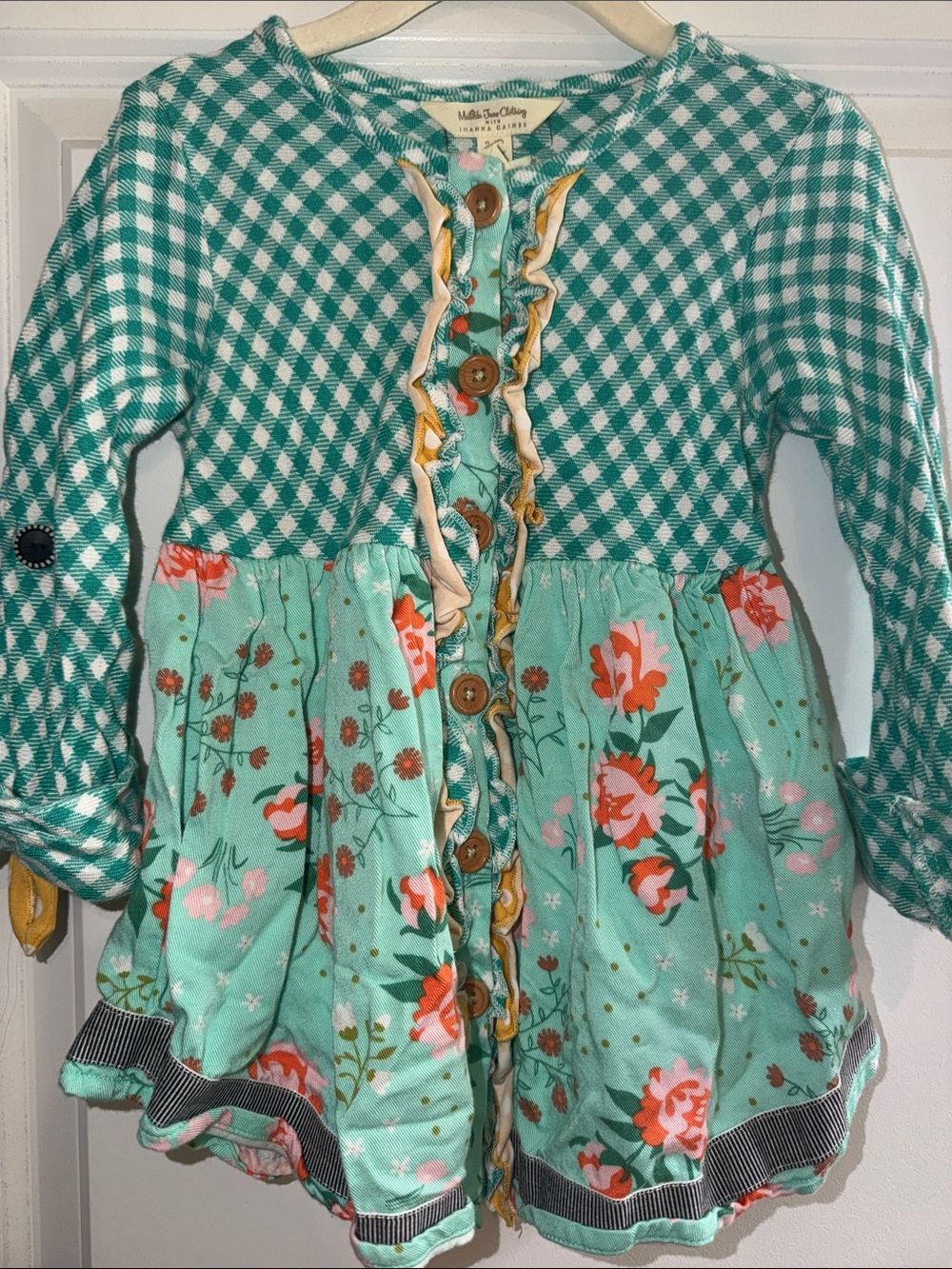 Matilda Jane Mint Green Floral & Gingham Ruffle Button-Front Top